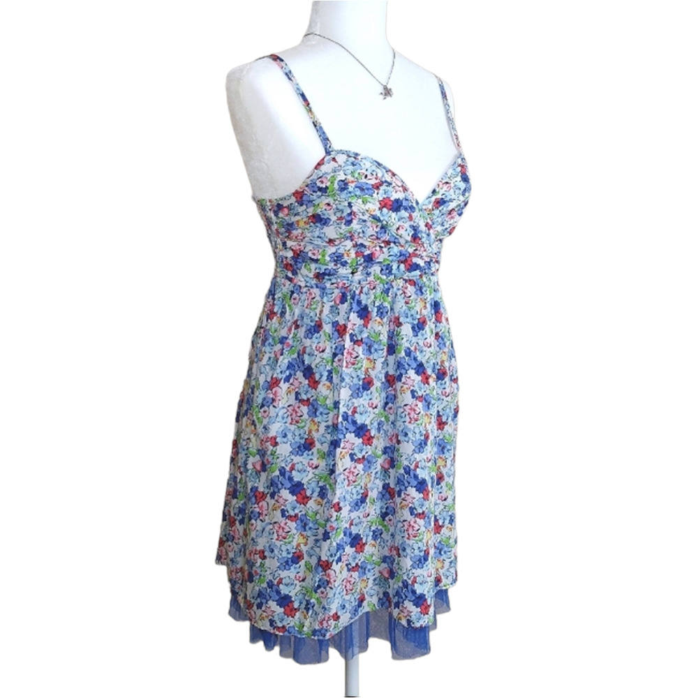 Abercrombie & Fitch Watercolor Floral & Tulle Thin Strap Summer Dress Size Small - Picture 2 of 12